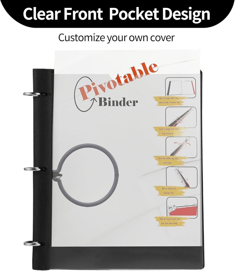 Tashkummy 360° Pivotable 3 Ring Binder, Upgraded Foldable Binders 1 inch 2 Pack, Thin Small Three Ring Binder Fits 8.5" x 11", for Home, School and Office Binders Supplies - White - Image 4